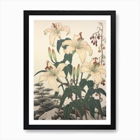 Himeyuri Okinawan Lily 3 Vintage Japanese Botanical Art Print