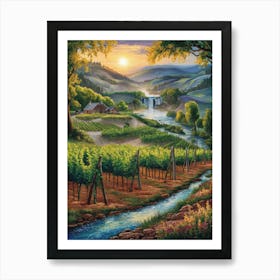 Vineyard At Sunset 1 Poster