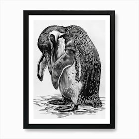 Emperor Penguin Preening Their Feathers 2 Art Print