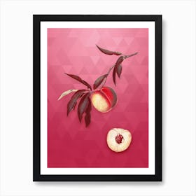 Vintage Peach Botanical in Gold on Viva Magenta n.0451 Art Print