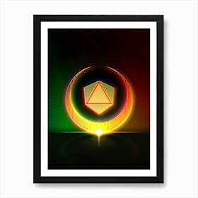 Neon Geometric Glyph in Watermelon Green and Red on Black n.0130 Art Print