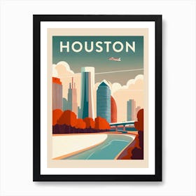 Houston Vintage Travel Poster Art Print