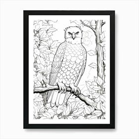 Line Art Jungle Animal Harpy Eagle 4 Art Print