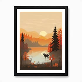 Autumn , Fall, Landscape, Inspired By National Park in the USA, Lake, Great Lakes, Boho, Beach, Minimalist Canvas Print, Travel Poster, Autumn Decor, Fall Decor 23 Art Print