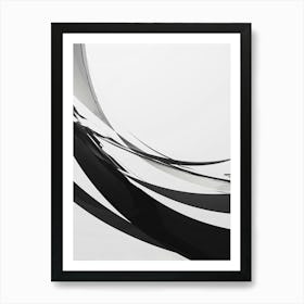 Abstract Black And White Curved Lines Art Print