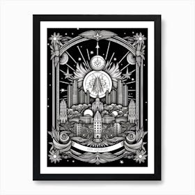 Los Angeles, United States,, Tarot Card Travel  Line Art 4 Art Print