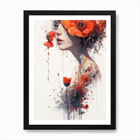 Dreamshaper V7 Poppy Flower White Background High Saturation H 0 Art Print