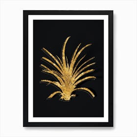Vintage Pineapple Botanical in Gold on Black n.0103 Art Print