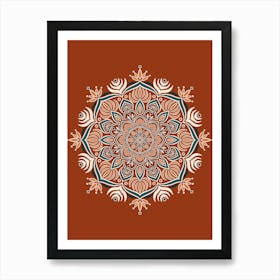 WA240014 - Elegant Mandala on Rust Background - Intricate Bohemian Art Art Print