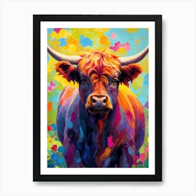 Vivid Highland Cow Art Print