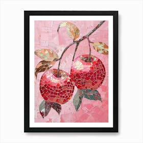 Disco Ball Red Apples Mosaic Painting Kitchen Art Print