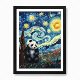 Panda Bear Starry Night Art Print