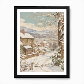 Vintage Winter Illustration Cotswolds United Kingdom 3 Art Print