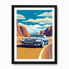 A Chrysler 300 In The Andean Crossing Patagonia Illustration 1 Art Print