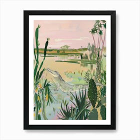 Crocodile Pastels Jungle Illustration 1 Art Print