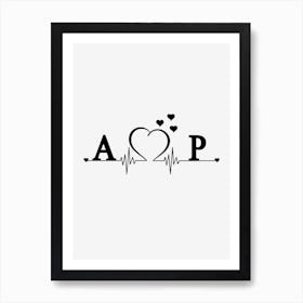 Personalized Couple Name Initial A And P Art Print