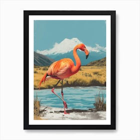 Greater Flamingo Andean Plateau Chile Tropical Illustration 7 Art Print