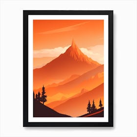 Misty Mountains Vertical Composition In Orange Tone 20 Art Print