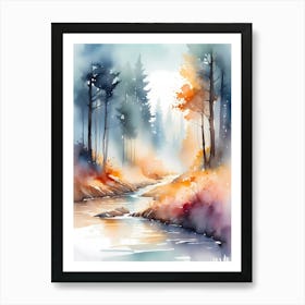 Watercolor Of A River 3 Art Print