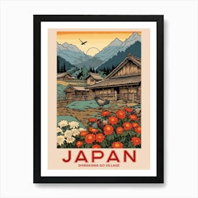 Shirakawa Go Village, Visit Japan Vintage Travel Art 2 Art Print