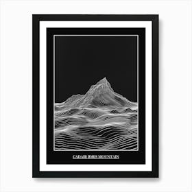 Cadair Idris Mountain Line Drawing 8 Poster Art Print