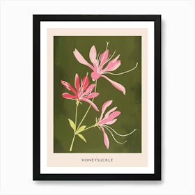 Pink & Green Honeysuckle 2 Flower Poster Art Print