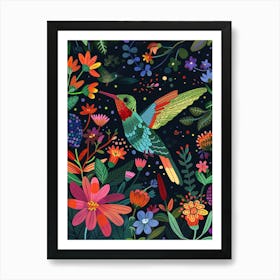 Humming Bird In A GArden Art Print