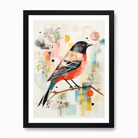 Bird Painting Collage Cowbird 4 Art Print