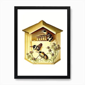 Brood Box With Bees Vintage Art Print