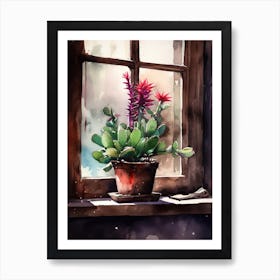 Christmas Cactus Window 2 Art Print