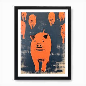 Pig, Woodblock Animal Drawing 3 Art Print