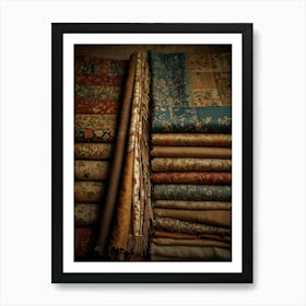 Pile Of Fabrics Art Print