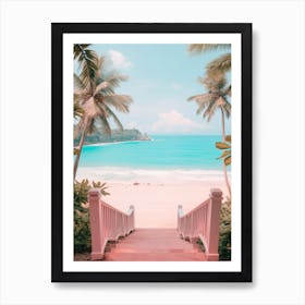 Karon Beach Phuket Thailand Turquoise And Pink Tones 2 Art Print