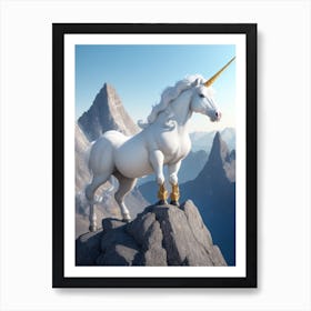 Unicorn On Top Of Mountain Art Print