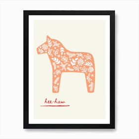 Folk Donkey Orange Art Print