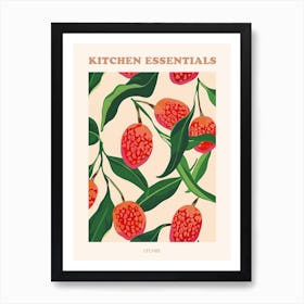 Lychee Fruit Pattern Poster 3 Art Print