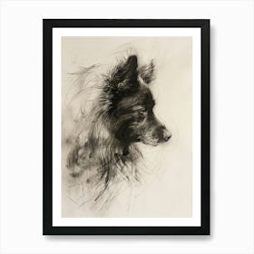 Icelandic Sheepdog Dog Charcoal Line 3 Art Print