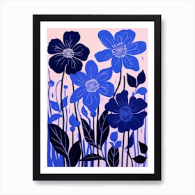 Blue Flower Illustration Columbine 2 Art Print