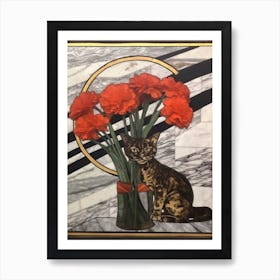 Carnation With A Cat 1 Abstract Expressionist Art Print