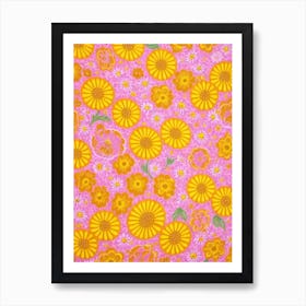 Buttercup Floral Print Warm Tones1 Flower Art Print