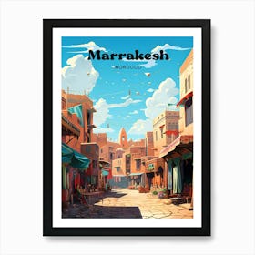 Marrakesh Morocco Market Travel Art Illustration Art Print