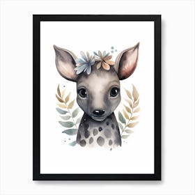 Watercolour Jungle Animal Baby Tapir 2 Art Print