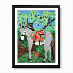 Maximalist Animal Painting Donkey 2 Art Print