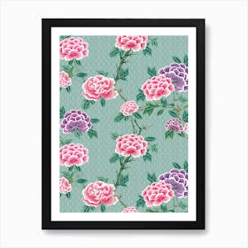 Chinoiserie Peonie Florals Art Print