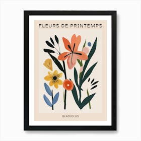 Spring Floral French Poster  Gladiolus 2 Art Print