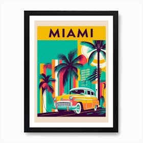 Miami Tropical Vintage Travel Poster Art Print