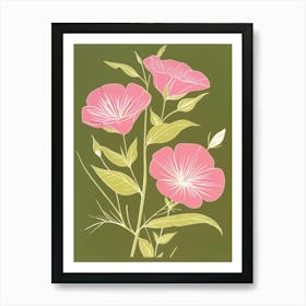 Pink & Green Evening Primrose 1 Art Print