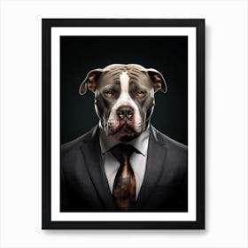 Pit Bull Dog In Suit Art Print