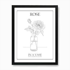 Rose In A Vase Line Drawing 2 Poster Art Print