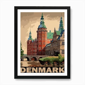 Denmark, Medieval Castle, Vintage Travel Poster Art Print